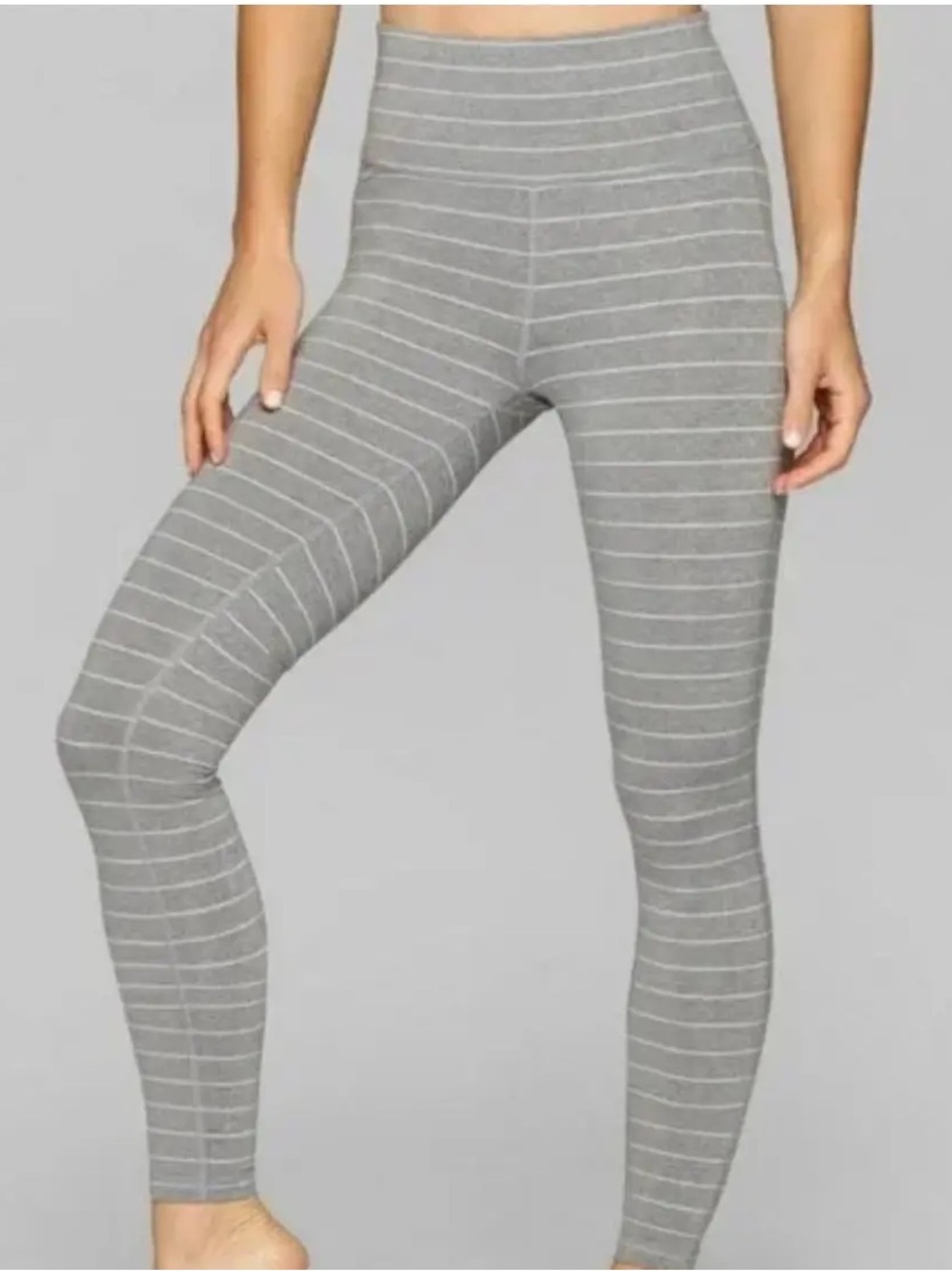 ATHLETA High Rise Heather Stripe Chaturanga Tight in Cobblestone Grey Heather
